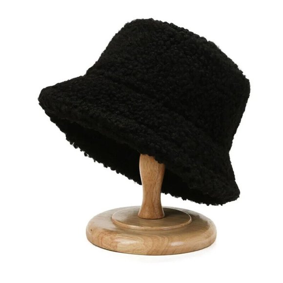 Fluffy Bucket Hat Women Warm Lining Winter Faux Cozy Wide Brim - Picture 12 of 15